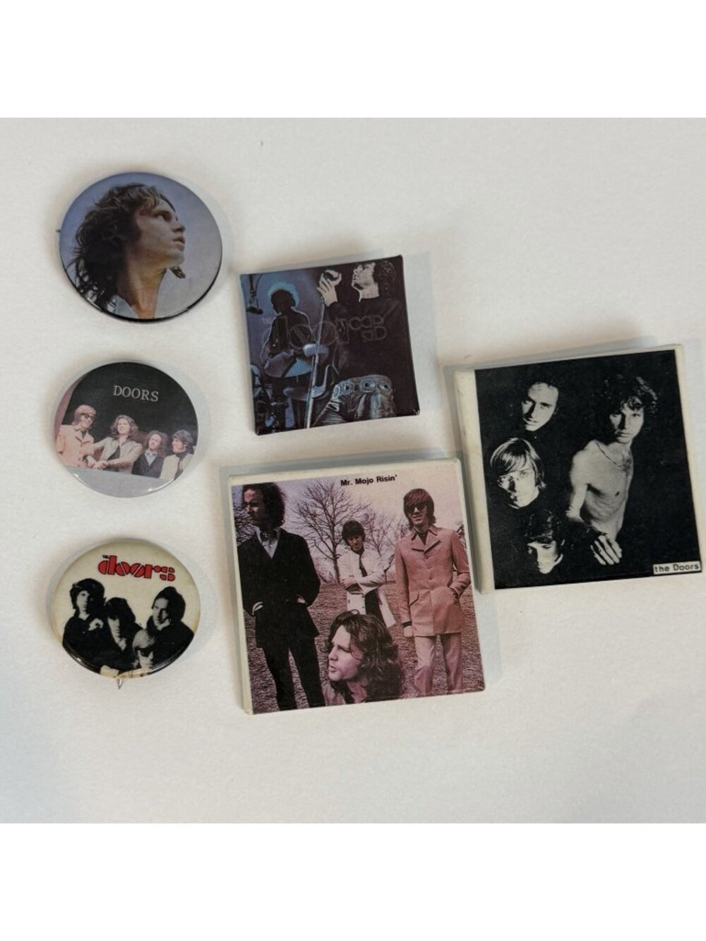 The Doors Pin Button Lot of 5 includes Round and Square Album Cover Promo Pins